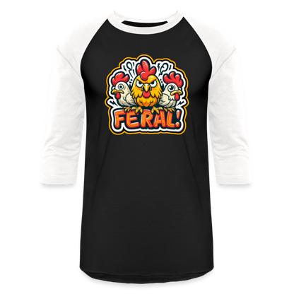 FERAL CHICKEN Baseball T-Shirt - black/white