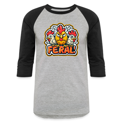 FERAL CHICKEN Baseball T-Shirt - heather gray/black