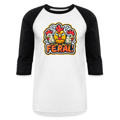 FERAL CHICKEN Baseball T-Shirt - white/black