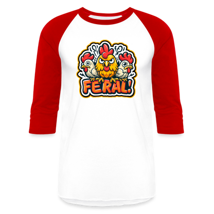 FERAL CHICKEN Baseball T-Shirt - white/red
