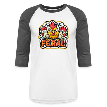 FERAL CHICKEN Baseball T-Shirt - white/charcoal