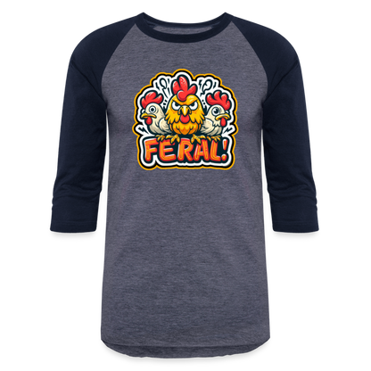 FERAL CHICKEN Baseball T-Shirt - heather blue/navy