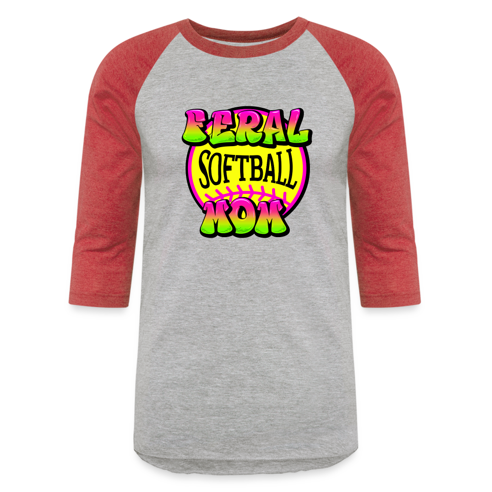 FERL SOFTBALL MOM Baseball T-Shirt - heather gray/red