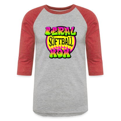 FERL SOFTBALL MOM Baseball T-Shirt - heather gray/red