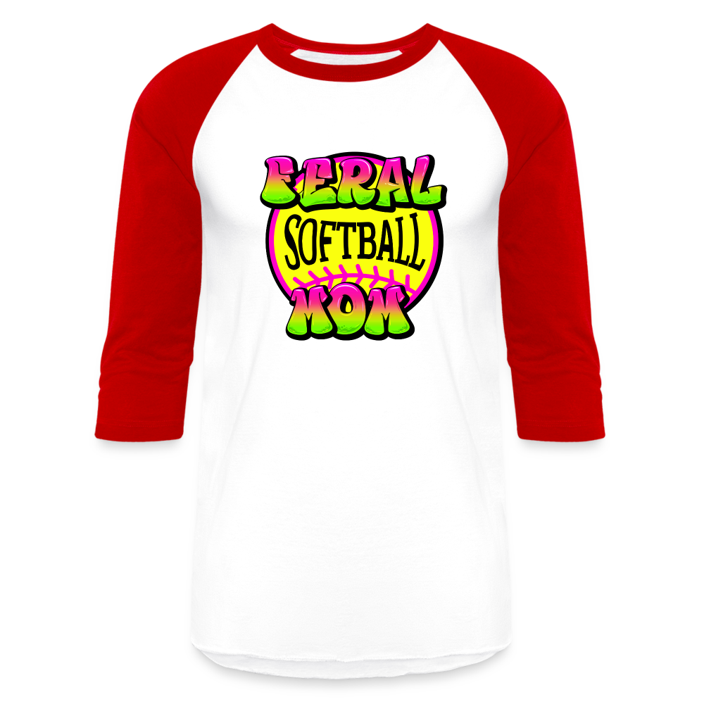 FERL SOFTBALL MOM Baseball T-Shirt - white/red