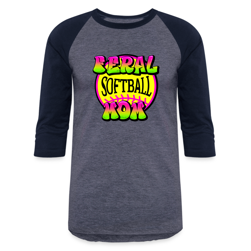 FERL SOFTBALL MOM Baseball T-Shirt - heather blue/navy