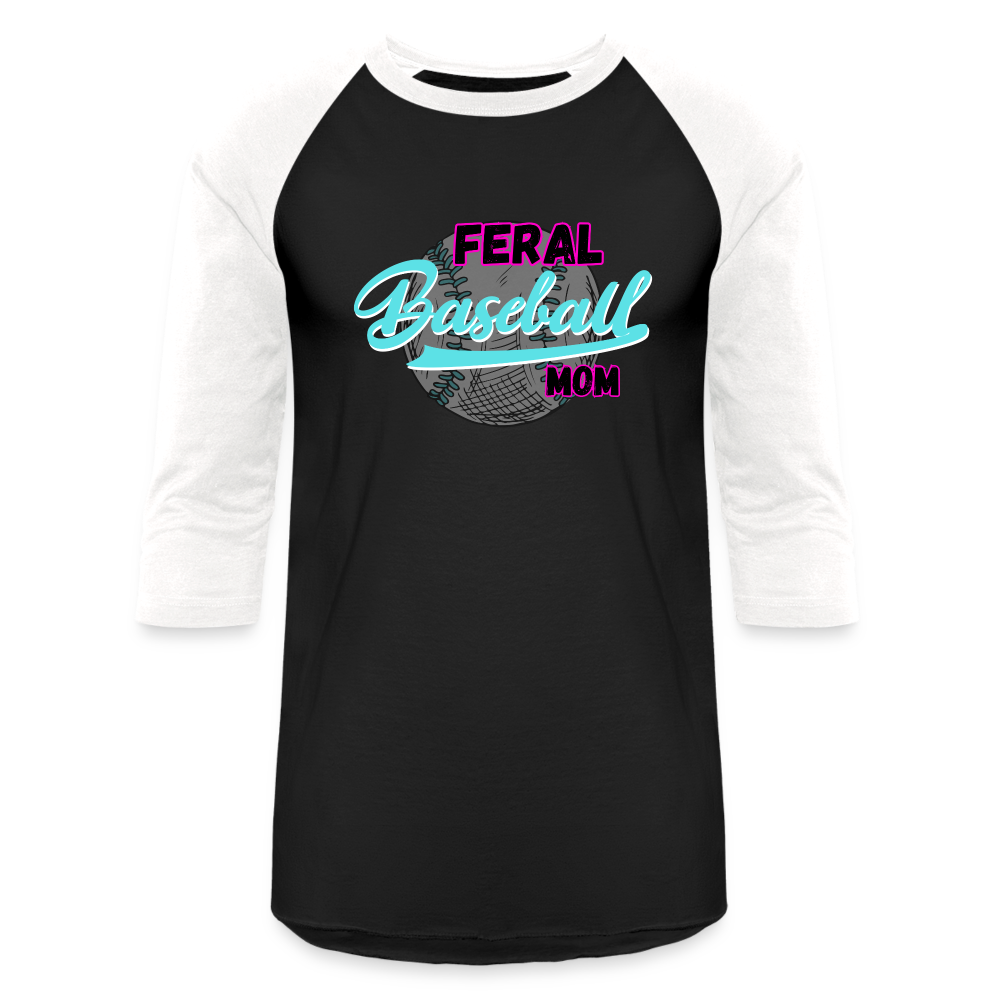 FERAL BASEBALL MOM Baseball T-Shirt - black/white