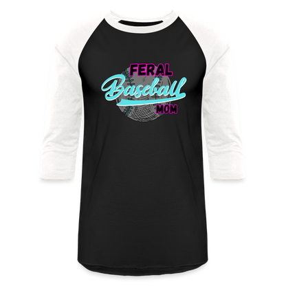 FERAL BASEBALL MOM Baseball T-Shirt - black/white