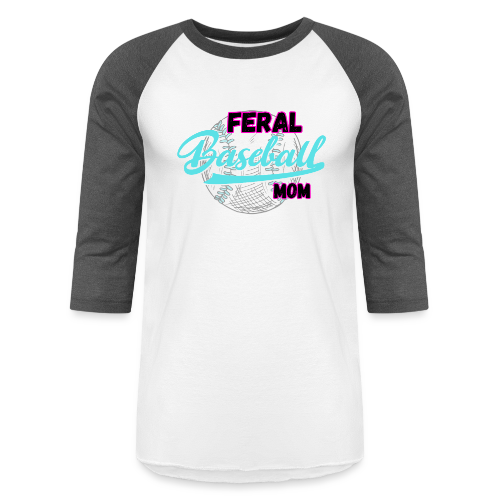 FERAL BASEBALL MOM Baseball T-Shirt - white/charcoal