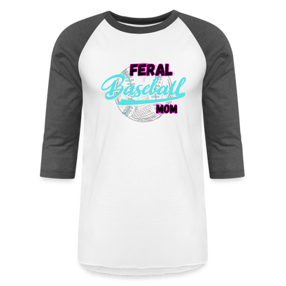 FERAL BASEBALL MOM Baseball T-Shirt - white/charcoal