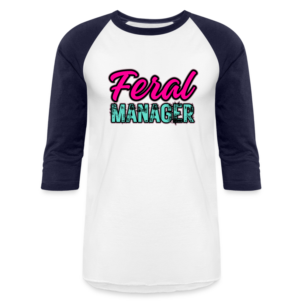 FERAL MANAGER Baseball T-Shirt - white/navy