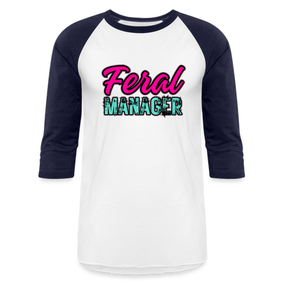 FERAL MANAGER Baseball T-Shirt - white/navy