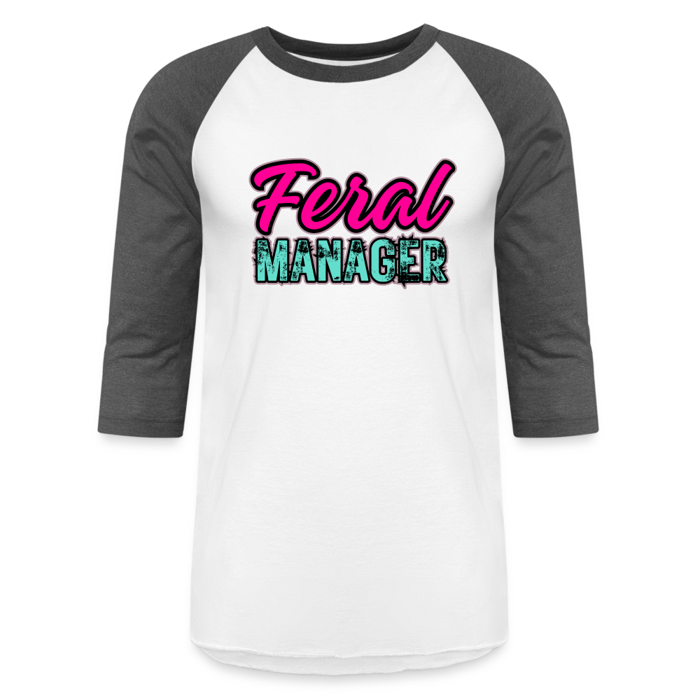 FERAL MANAGER Baseball T-Shirt - white/charcoal