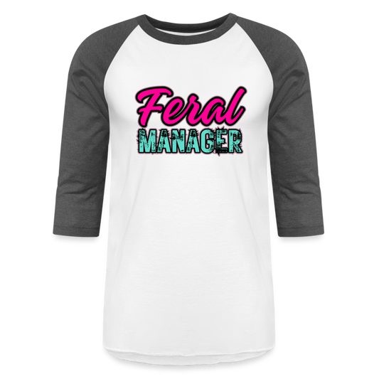 FERAL MANAGER Baseball T-Shirt - white/charcoal