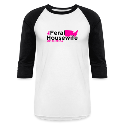FERAL HOUSEWIFE OF AMERICA Baseball T-Shirt - white/black