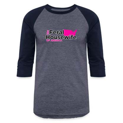 FERAL HOUSEWIFE OF AMERICA Baseball T-Shirt - heather blue/navy