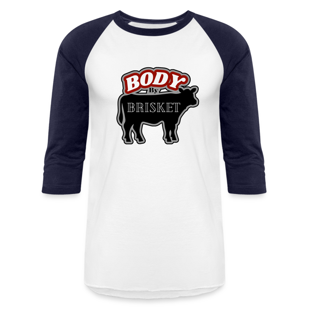 BODY BY BRISKET Baseball T-Shirt - white/navy