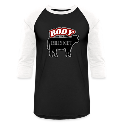 BODY BY BRISKET Baseball T-Shirt - black/white