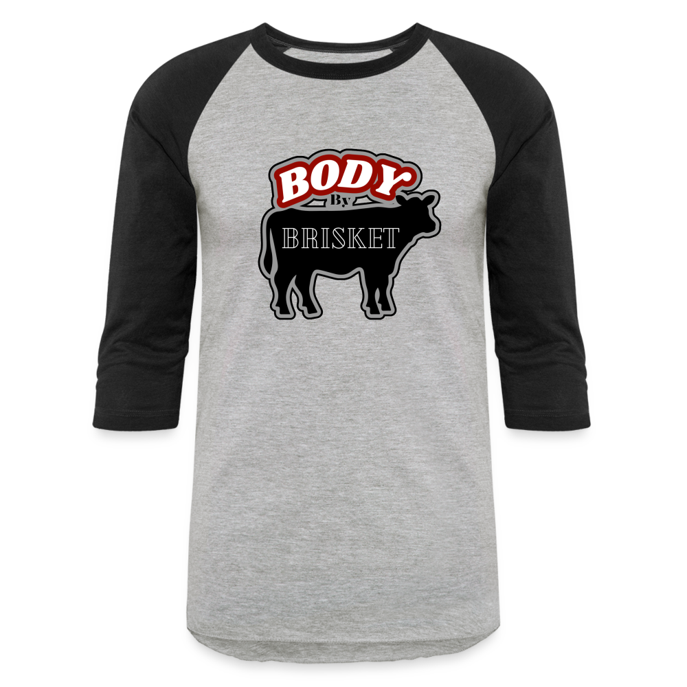 BODY BY BRISKET Baseball T-Shirt - heather gray/black
