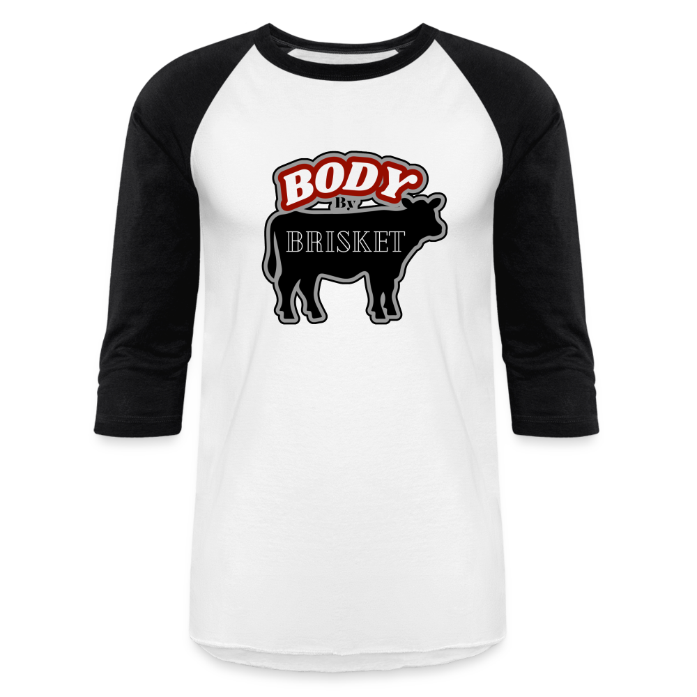 BODY BY BRISKET Baseball T-Shirt - white/black