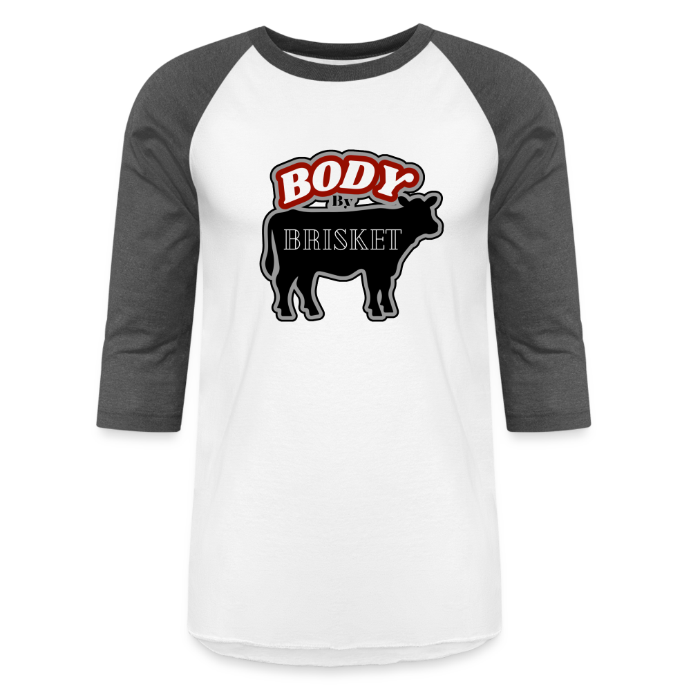 BODY BY BRISKET Baseball T-Shirt - white/charcoal