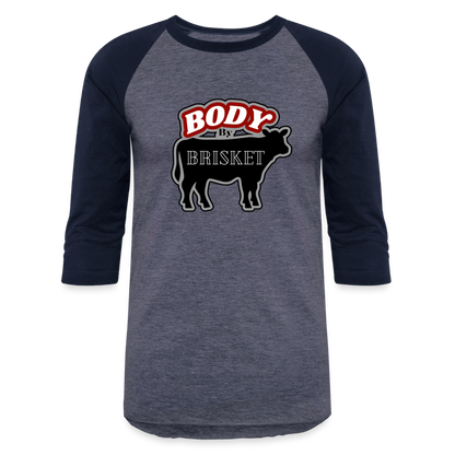 BODY BY BRISKET Baseball T-Shirt - heather blue/navy