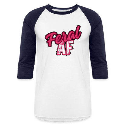 PINK FERAL AF Baseball T-Shirt - white/navy