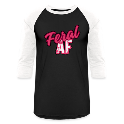 PINK FERAL AF Baseball T-Shirt - black/white
