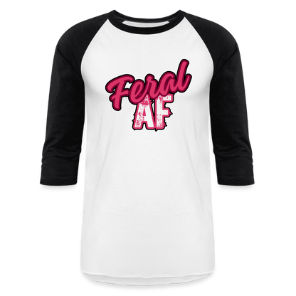 PINK FERAL AF Baseball T-Shirt - white/black