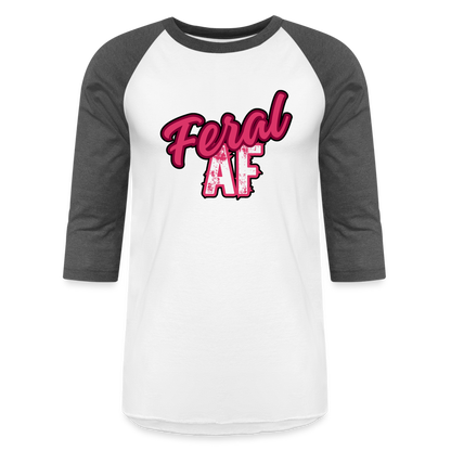 PINK FERAL AF Baseball T-Shirt - white/charcoal