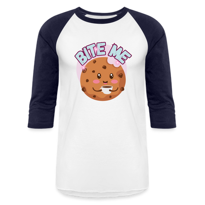 BITE ME Baseball T-Shirt - white/navy
