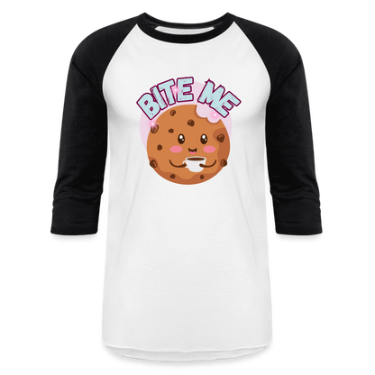 BITE ME Baseball T-Shirt - white/black