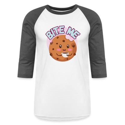 BITE ME Baseball T-Shirt - white/charcoal