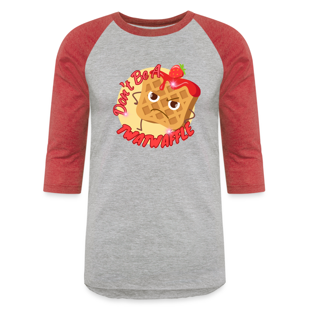 TWATWAFFEL Baseball T-Shirt - heather gray/red