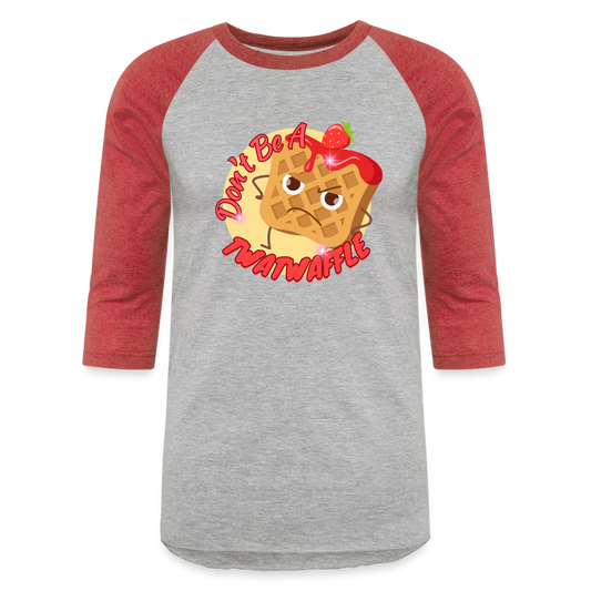 TWATWAFFEL Baseball T-Shirt - heather gray/red
