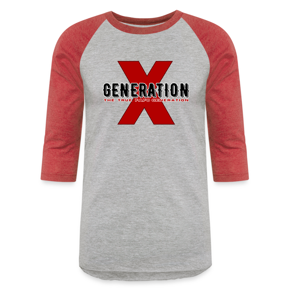 GEN X FAFO Baseball T-Shirt - heather gray/red