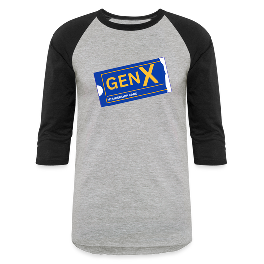 GEN X MEMBERSHIP CARD Baseball T-Shirt - heather gray/black