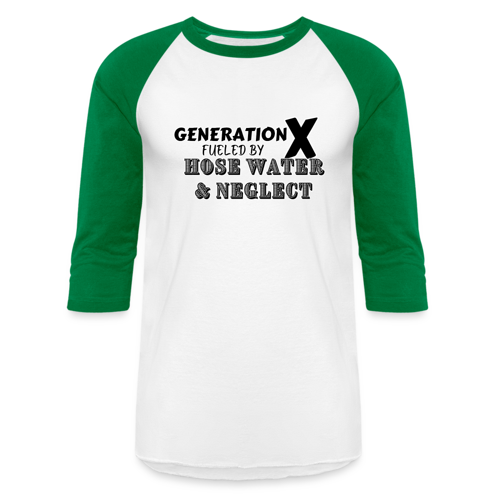 GEN X HOSE WATER AND NEGLECT Baseball T-Shirt - white/kelly green