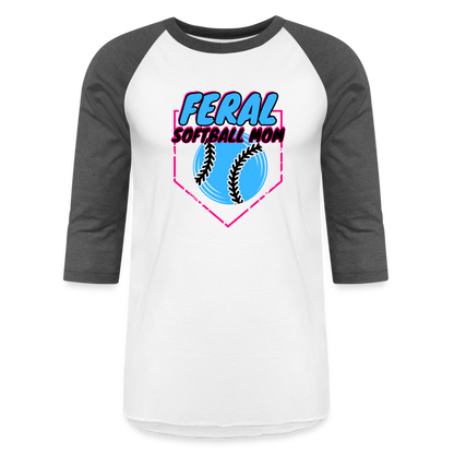 BLUE FERAL SOFTBALL MOM Baseball T-Shirt - white/charcoal
