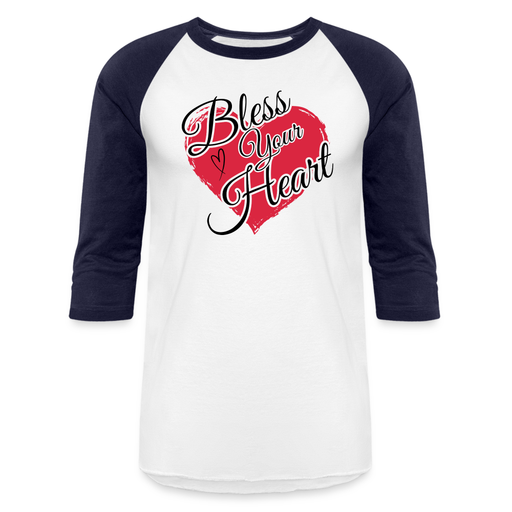 BLESS YOUR HEART Baseball T-Shirt - white/navy