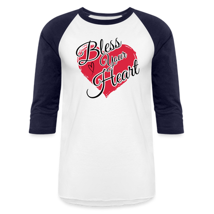 BLESS YOUR HEART Baseball T-Shirt - white/navy