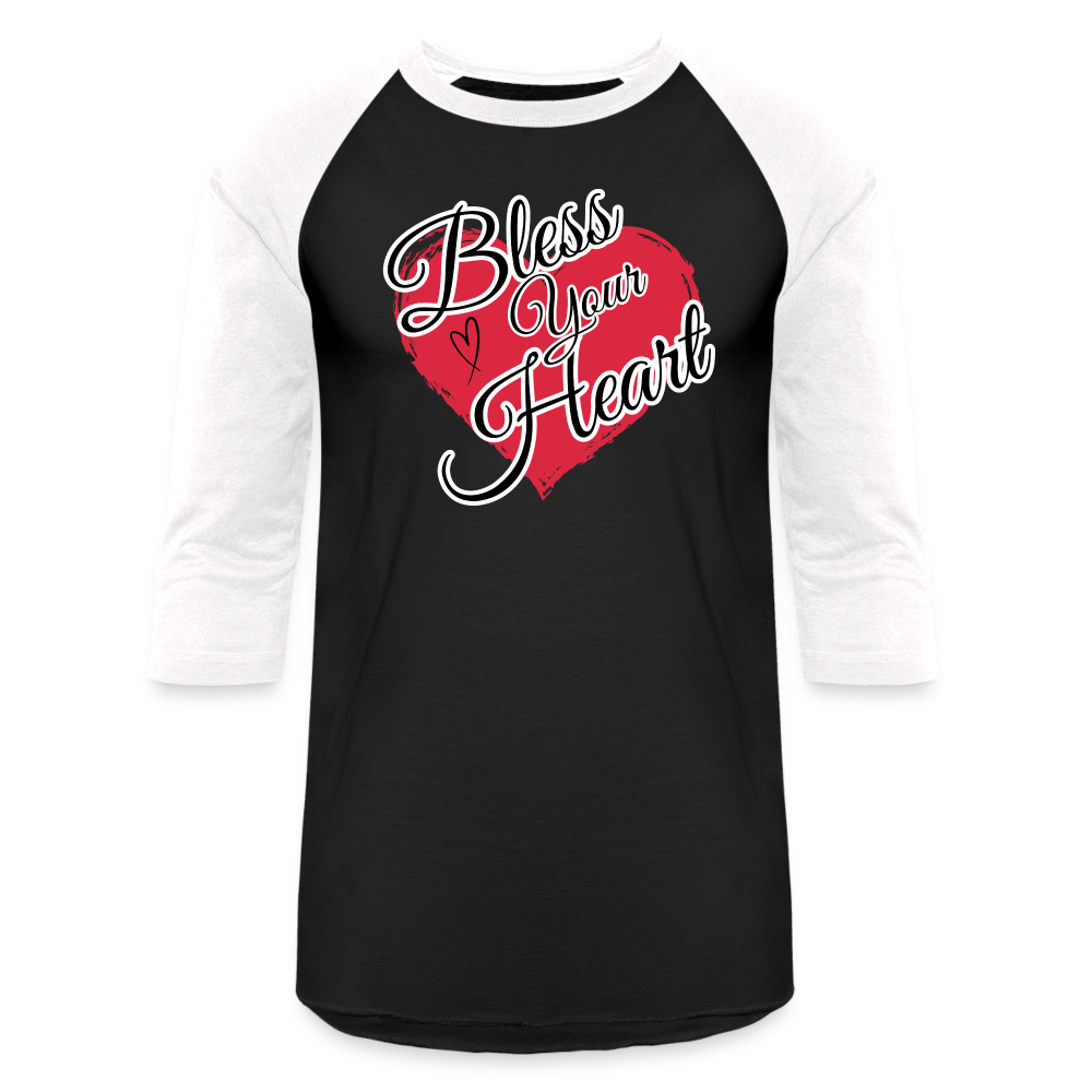 BLESS YOUR HEART Baseball T-Shirt - black/white