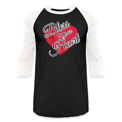 BLESS YOUR HEART Baseball T-Shirt - black/white