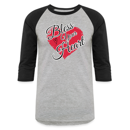BLESS YOUR HEART Baseball T-Shirt - heather gray/black