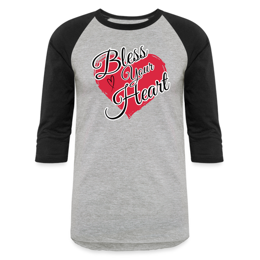 BLESS YOUR HEART Baseball T-Shirt - heather gray/black