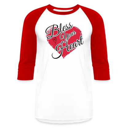 BLESS YOUR HEART Baseball T-Shirt - white/red