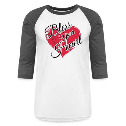 BLESS YOUR HEART Baseball T-Shirt - white/charcoal