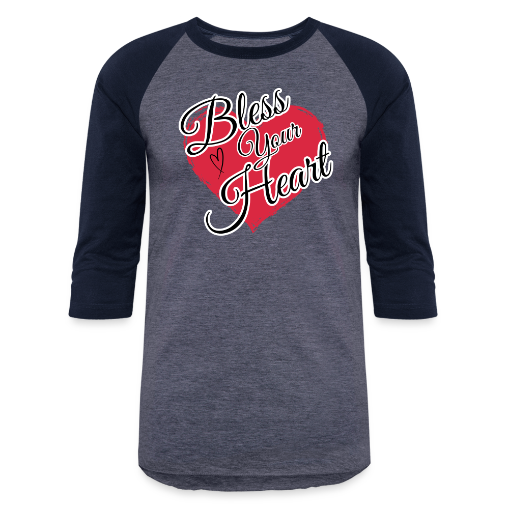 BLESS YOUR HEART Baseball T-Shirt - heather blue/navy