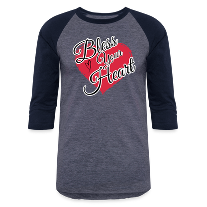 BLESS YOUR HEART Baseball T-Shirt - heather blue/navy