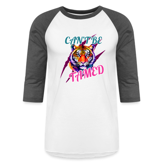 CAN'T BE TAMED Baseball T-Shirt - white/charcoal